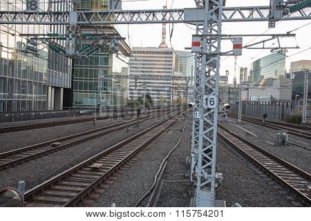 Tokyo, Japan - December 05, 2015 : View Of Trak Of Shinkansen Bullet Train At Tokyo Station, Japan