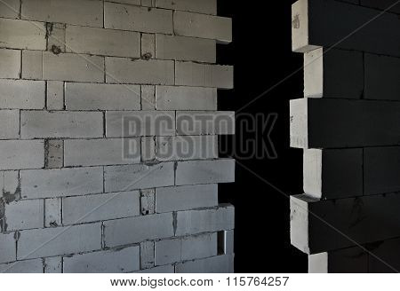 Raw AAC autoclaved aerated concrete walls, editable background.