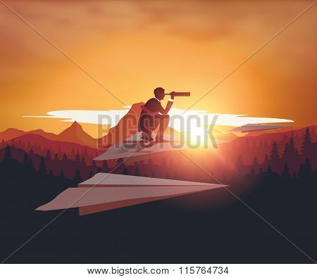 Businessman Searches For Suscess