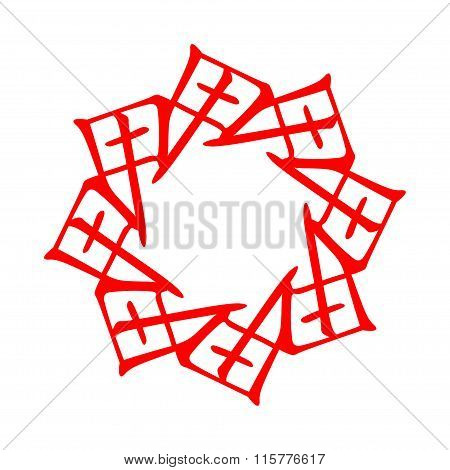 Symbol from chinese hieroglyphs. Translation of 10 zodiac stems, feng shui signs hieroglyph:'Tree