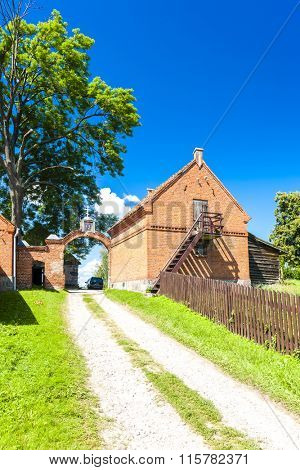 gate of Monastery of the Old Believers, Wojnowo, Warmian-Masurian Voivodeship, Poland