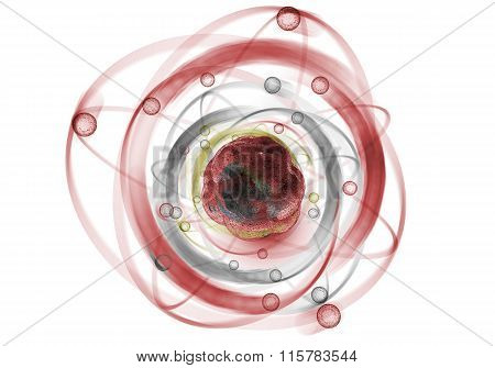 Close up illustration of atomic particle for nuclear energy imagery