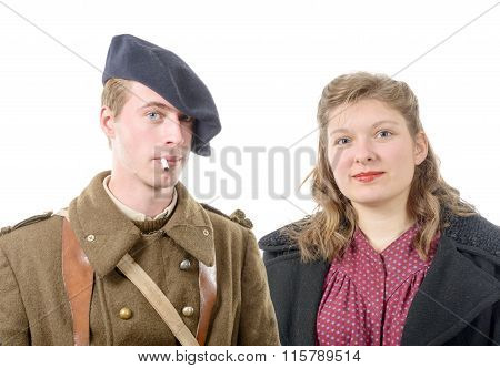 Portrait Of A French Soldier And His Wife, 40S
