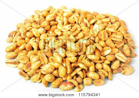 Fried peanut isolated on white background