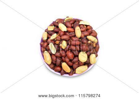 Mix nimko, peanut and chole isolated on white background