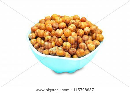Mix nimko, peanut and chole isolated on white background