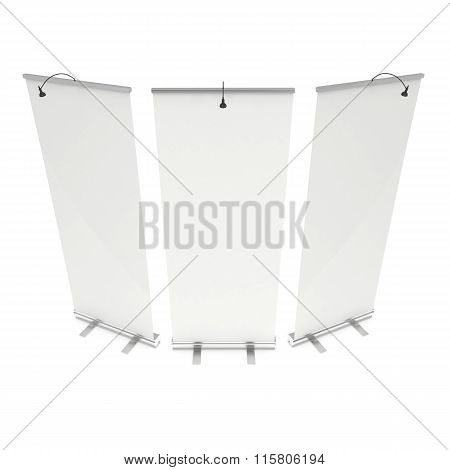 Blank Roll Up Banner Stand. 3D