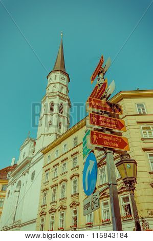 Vienna, Austria - 11 August, 2015: Walking aroundSingerstrasse Graben area, beautiful sunny day with