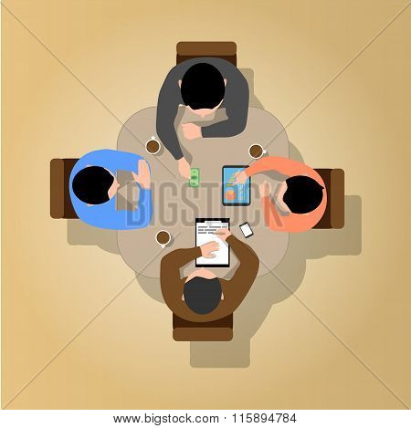 people team sitting and working together at the round table