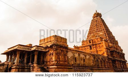 THANJAVUR January 25th, 2016 - Brihadeeswarar Temple captured on a bright sunny day