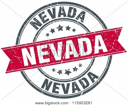Nevada red round grunge vintage ribbon stamp