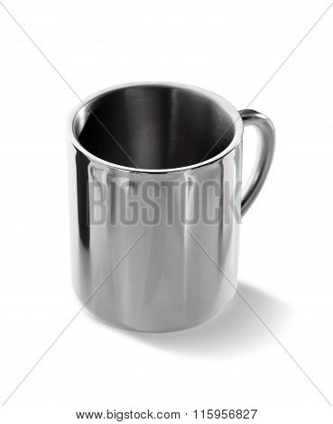 steel mug isolated on white