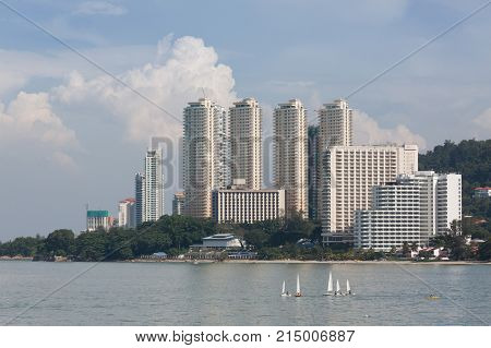 Beautiful building and sea at penang malaysia