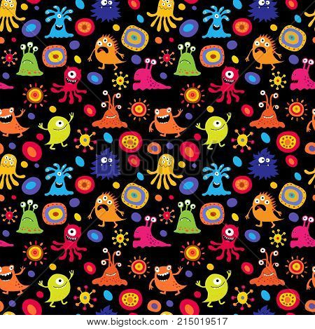Stylish Children's Pattern With Monsters And Pattern