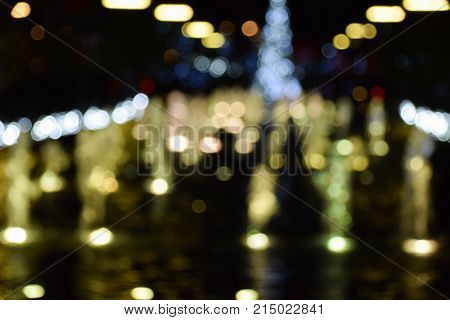 Abstract bokeh traffic light and Christmas light background