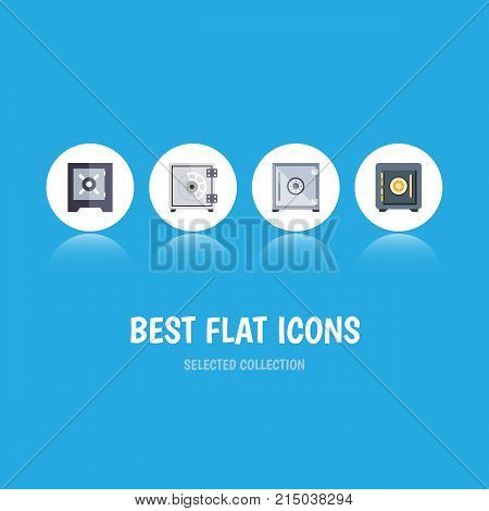Flat Icon Strongbox Set Of Saving, Security, Strongbox And Other Vector Objects