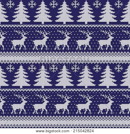 Christmas New Year's Winter Seamless Festive Norwegian Woolen Knitted Pattern