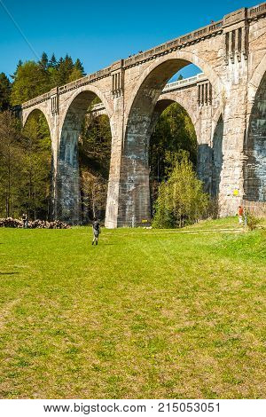 Old Concrete Railway Bridge In Stanczyki, Mazury, Poland