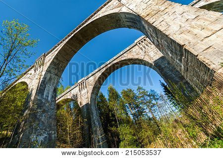Old Concrete Railway Bridge In Stanczyki, Mazury, Poland