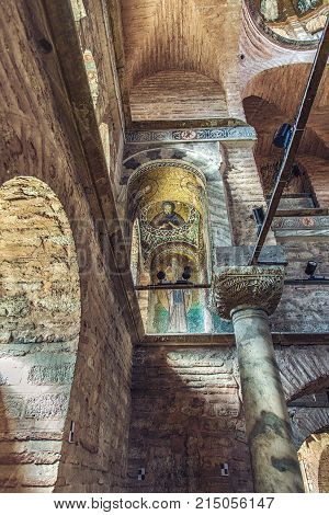 ISTANBUL TURKEY: Interior of Pammakaristos church or Fethiye mosque with an ancient mosaic on October 11 2017