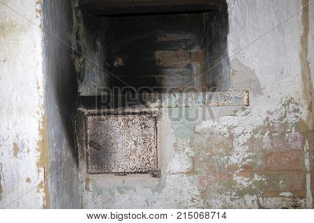 old Russian brick stove in the old Russian house