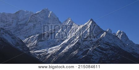 High mountain in the Mount Everest National Park Nepal.