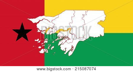 Map And Flag Of Guinea-bissau