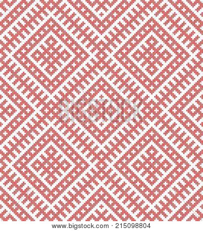 Seamless traditional Russian and slavic ornament embroidered cross-stitch.DISABLING LAYER, you can obtain seamless pattern