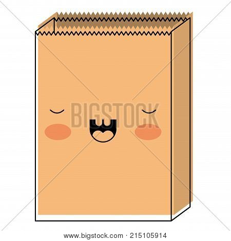 kawaii paper bag in watercolor silhouette vector illustration