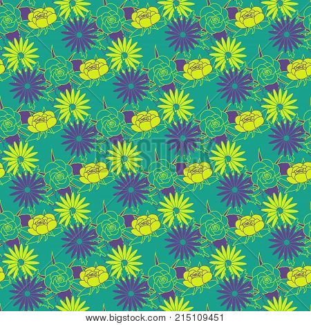 Vector floral seamless pattern background trend 2018 colors illustration