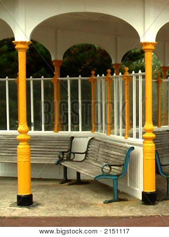 Bench In Arched Beach Shelter