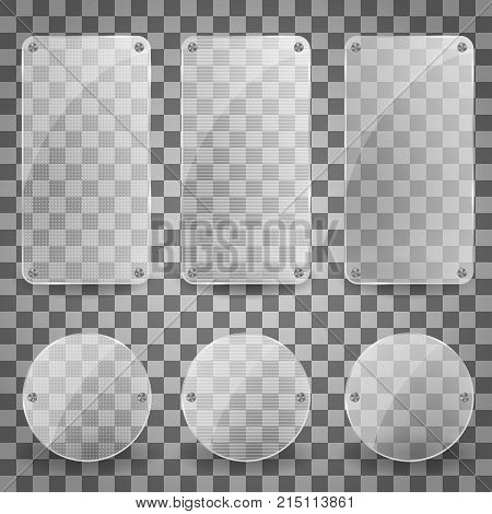 Set of Realistic Vector Glass Plate. shiny reflecting square banner icon. Vector glare banners Illustration with reflection effect. EPS 10