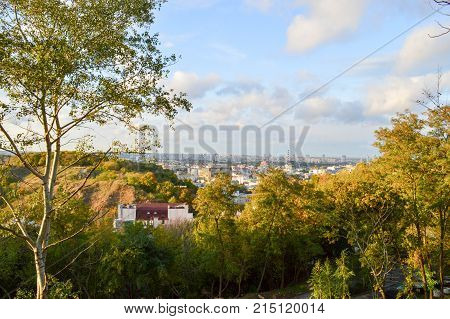 view from the observation platform on the city of Kiev Ukraine