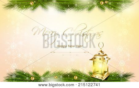 Illustration of christmas background dcorated with tree needles