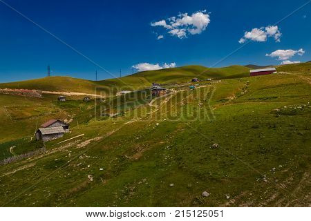 Rural mountain landscapes of Georgian Adjara region near village of Khulo
