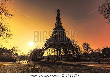 Sunrise On The Eiffel Tower In Paris, France