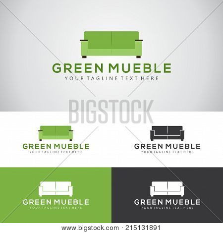 Green mueble logo design with a sofa set for furniture manufacturers or interior design companies