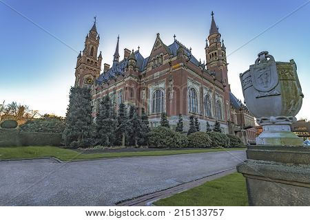 Peace Palace or Vredespaleis in Dutch seat of the International Court of Justice principal judicial organ of the United Nations located at The Hague Netherlands