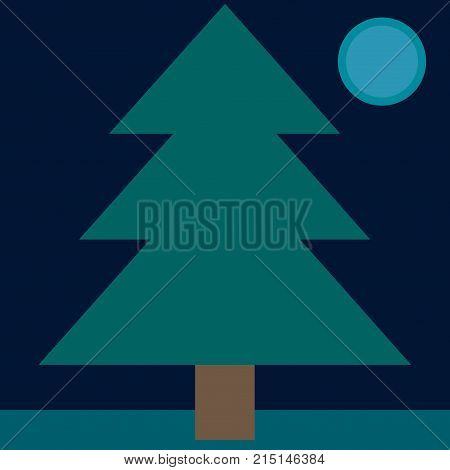 A picture of a tree at night with the moon