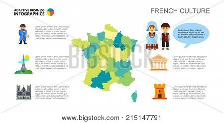 French culture process chart. Business data. Eifel Tower, sight, design. Creative concept for infographic, templates, presentation. Can be used for topics like geography, tourism, architecture.