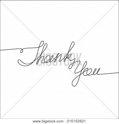 Thank You handwritten inscription. Hand drawn lettering. alligraphy. One line drawing of phrase. Vector illustration