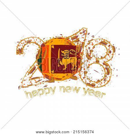 2018 Happy New Year Sri Lanka Grunge Vector Template For Greeting Card And Other.