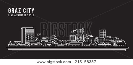 Cityscape Building Line art Vector Illustration design - Graz city