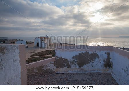 Dramatic coastline in Algarve. View from Sagres FortressAlgarve Portugal