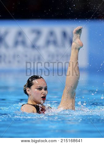 BARCELONA, SPAIN - JULY, 24: Xuechen Huang of China during a Solo Synchronised Swimming event of World Championship BCN2013 on July 24, 2013 in Barcelona Spain