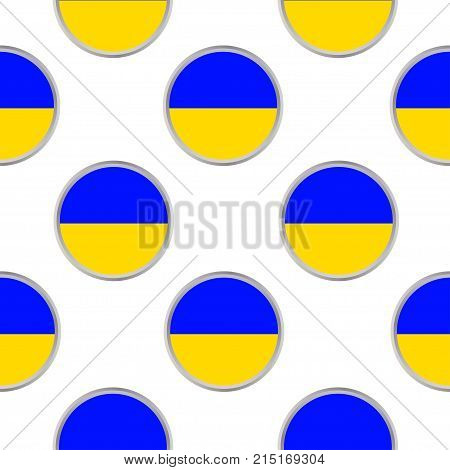 Seamless pattern from the circles with flag of Ukraine. Vector illustration