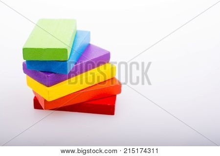 Coorful Domino Blocks On White Background