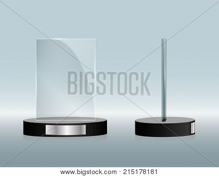 Empty Glass Award Isolated, Transparent Trophy Template. Vector Element, Eps10. Vector
