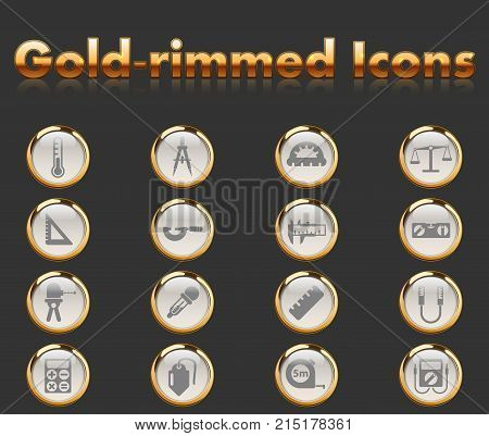 measuring tools gold-rimmed icons for your creative ideas