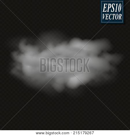 Fog or smoke isolated transparent special effect. White vector cloudiness, mist or smog background. Vector illustration. Vector